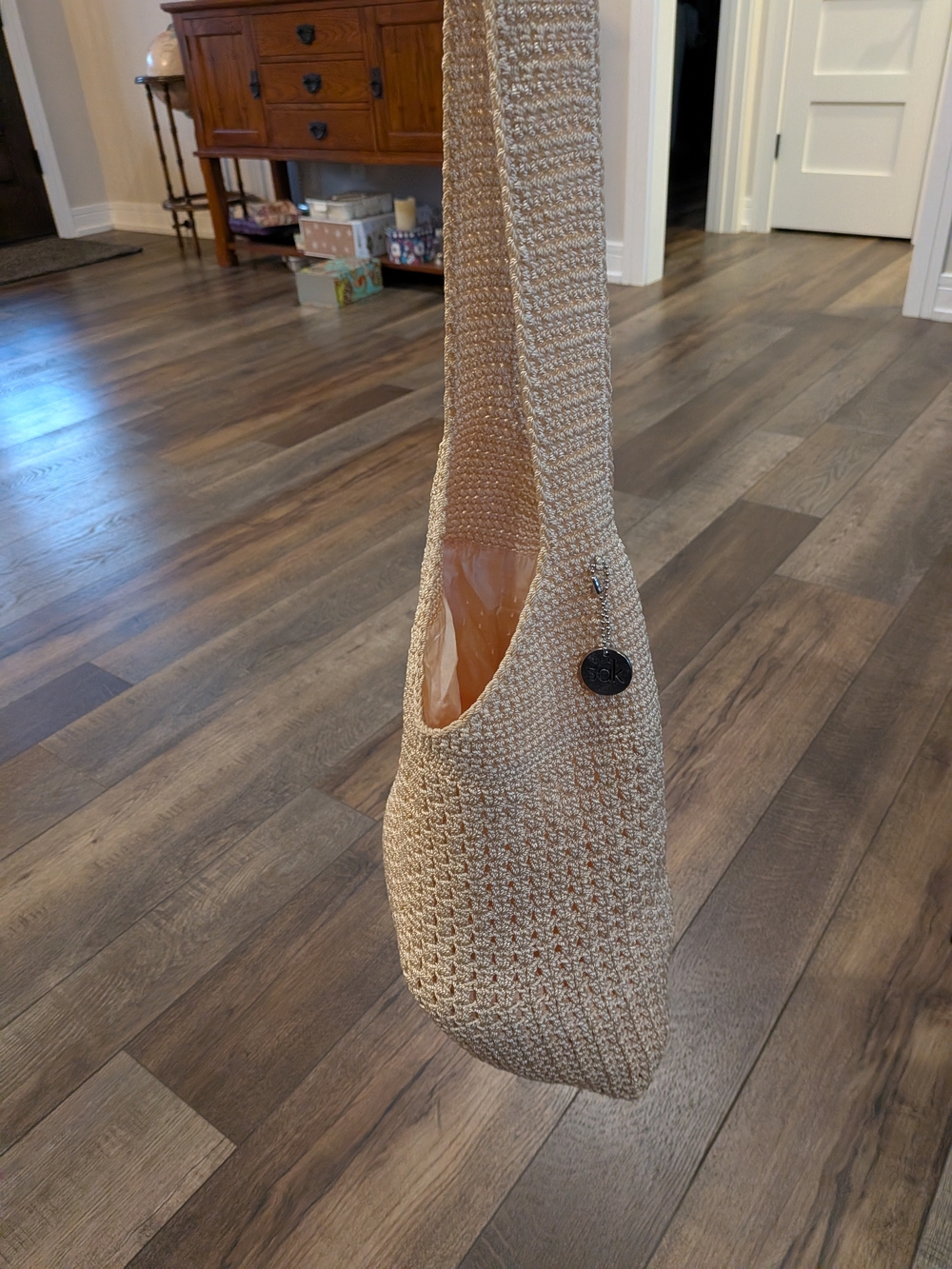 The Sak Vintage 90s 120 Hobo Ecru Hand Crochet Boho Slouchy Shoulder Purse